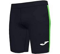 Joma Elite Short Running, Hombres, Negro-Verde Fluor, XL