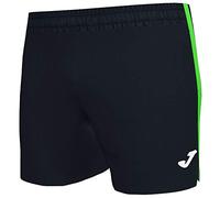 Joma Hombre Short Running, Negro Verde Flúor, XXL