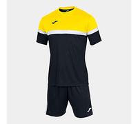 Joma Danubio Conjunto de Fútbol Camiseta y Pantalones Cortos, Hombre, Multicolor (Black/Yellow), 4XS