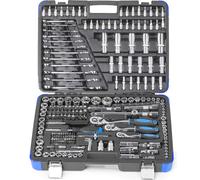 JOMAFA Estuche de herramientas 216 piezas carraca 1/4 1/2 3/8 llaves vasos | Maletin de herramientas con carracas, vasos hexagonales, puntas planas, estrella, hex, TORX, llaves combinadas y adaptadores