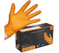 JOMAFA Guantes de Nitrilo DIAMANTADOS GRIP Super resistentes Reutilizables NARANJAS 7 micras / 8´5 gramos, pack de 90 (XL (10))
