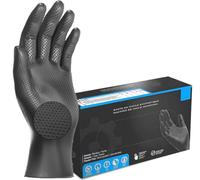 JOMAFA Guantes de Nitrilo DIAMANTADOS GRIP Super resistentes Reutilizables NEGROS 7 micras / 8´5 gramos, pack de 90 (XL (10))