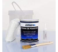 JOMAFA - Kit de fibra de vidrio con poliester 1 litro + resina + brocha + catalizador + guante para reparacion de coches, motos, barcos