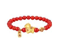 Jomayly Pulsera elástica de la buena suerte del zodiaco chino, colgante de caballo, cuentas rojas ajustables, pulsera de animales de ágata, joyería de la suerte para mujeres y hombres, M, Zinc, No es