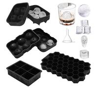 Jomdjmskes 4 Pcs Cubiteras para Hielo, Hielera Con Tapa, Cubitera Silicona con Embudo, Cubitos de Hielo, Liberación Fácil, Sin BPA, Ice Cube Tray para Bebidas Frías, Whisky, Cócteles, Negro