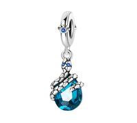 JOME Charm Serpiente Cristal Azul en Plata 925 - Abalorio Compatible con Pulseras Europeas - Diseño Místico y Elegante