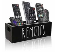 Jomeis Soporte de madera para control remoto | Organizador de mesa para sala de estar | Caja de almacenamiento de 3 compartimentos para mandos a distancia de TV, teléfonos, bolígrafos, maquillaje,
