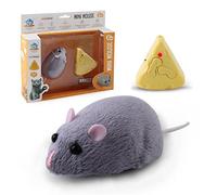 Jomewory Ratón de juguete con control remoto inalámbrico RC R a t para gato, ratón simulado de Halloween falso, accesorios de broma terribles, juguetes novedosos interesantes para gatos con 2 modos