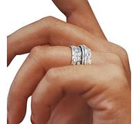 Jomewory Sun Moon and Spinner Fidget Ring,Anillo Luna y Estrella para aliviar el estrés y la ansiedad | Anillo Sol Luna giratoria Plata Acero Inoxidable Boho, Anillo