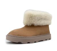 JOMIX Botines Caña Baja Mujer Pelo Sintético Plataforma Ligera Suela Gruesa Antideslizante Interior Peluche Suave Para Casa Y Calle Paseos Cortos Días Fríos ESW2527 Arena 41