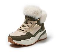 JOMIX Botines Mujer Invierno con Cuello de Pelo Zapatillas Botín Antideslizante Sneakers Cuña para Caminar Ligeros y Cálidos para Ciudad y Diario WFB255289 Verde 37