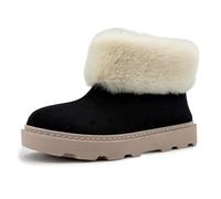 JOMIX Botines Mujer Plataforma Ligera Caña Baja Pelo Sintético Interior Peluche Suave Suela Gruesa Antideslizante Para Casa Y Calle Parquet Días Fríos ESW2527 Negro 36