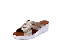 JOMIX Chanclas Mujer Cuña Sandalias Mujer Verano Cruzadas Fabricadas en Italia Chanclas Mujer Piel Sandalias Mujer Comodas Piscina Playa Mar, Dorado, 36 EU