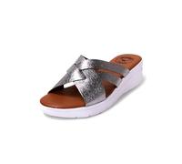 JOMIX Chanclas Mujer Cuña Sandalias Mujer Verano Cruzadas Fabricadas en Italia Chanclas Mujer Piel Sandalias Mujer Comodas Piscina Playa Mar, Plateado, 36 EU