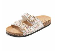 JOMIX Chanclas Mujer Verano con Hebilla Sandalias Mujer Concha Chanclas Mujer con Piedra Sandalias Mujer Plataforma Playa Piscina Mar, Blanco, 38 EU