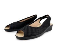 JOMIX Sandalias Cuña Mujer Comodas Rejilla Fresca Peep Toe Zapatos Señora Maior Talon Abierta Ajustable Plantilla Confort Suela Antideslizante para Paseo Negro 39