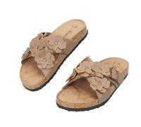JOMIX Sandalias Mujer con Flores Chanclas de Suela Tipo Corcho Cómodas Antideslizantes Ligeras Transpirables para Ciudad y Paseos Verano (BROW,40)