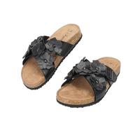 JOMIX Sandalias Mujer con Flores Chanclas de Suela Tipo Corcho Cómodas Antideslizantes Ligeras Transpirables para Ciudad y Paseos Verano (BLAK,40)