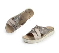 JOMIX Sandalias Mujer Mayor Ortopédicas de Cuña Zapatillas Elegantes de Verano con Plantilla Ergonómica Extraíble de Piel Cómodas para Señora Beige 39