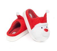 JOMIX Zapatillas Casa Mujer Invierno con Peluche Cálido Pantuflas Mujer Plataforma Zapatillas Mujer Casa de Felpa con Diseño de Papá Noel MD9642, Rojo, 36-37 EU