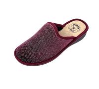 JOMIX Zapatillas Casa Mujer Invierno Otoño con Cuña, Pantuflas Cerradas Brillantes Estilo Elegante, Fabricadas en Italia, Rojo, 39 EU