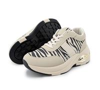 JOMIX Zapatillas Mujer Plataforma Animal Print Cuña Ligera Suela Antideslizante Empeine Transpirable Plantilla Acolchada Calzado Cómodo para Trabajo Trayectos Paseo Urbano y Viaje WSC255352 Cebra 39