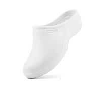 JOMIX Zuecos Sanitarios Mujer Calzado de Trabajo Hospital Cocina Jardín Zuecos Ergonómicos con Punta Cerrada Fabricados en Europa, Blanco, 38 EU