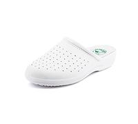 JOMIX Zuecos Sanitarios Mujer Chanclas Sanitarias Cómodas Ortopédicas Ligeras Transpirables, A Blanco, 37 EU
