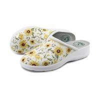 JOMIX Zuecos Sanitarios Mujer Made in Italy con Empeine Sintético Cerrado y Plantilla Anatómica Antideslizante para Enfermera y Personal de Sanidad Todo el Día ITD2210 Girasol 36