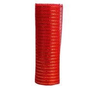 Jomnvo - Cinta de Malla Decorativa de Poliéster para Navidad, Roja, 10 Pulgadas x 10 Yardas - Metálica para Decoración de Fiestas