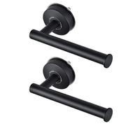 JOMOLA Portarrollos de Papel Higiénico de Acero Inoxidable Ventosa Soporte para Papel Higiénico para Montar Baño Cocina Gancho Ventosa para Toalla Toallero Dispensador de Papel de Seda Negro, 2 Piezas