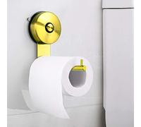 JOMOLA Soporte de papel higiénico con ventosa al vacío, sin taladros, soporte para rollos de papel higiénico de acero inoxidable, color dorado