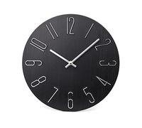 jomparis Reloj de Pared de 12 Pulgadas, silencioso, sin tictac, Estilo Moderno, Relojes de Pared de Madera, Decorativos para Oficina, hogar, Dormitorio, Escuela (Negro)