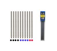 JOMPENS Juego de 11 recambios de bolígrafo multicolor 0,7 y 0,5 mm, tinta negra, azul y rojo, minas automáticas para lápiz, 4 en 1