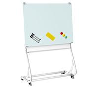 JOMSAGA Pizarra Blanca Magnética de Vidrio con Soporte Móvil en Forma de S, Vidrio Templado, Segura y Resistente sin Sacudidas al, Adecuada para Uso en Oficinas, Educación y Hogar 90 * 120cm