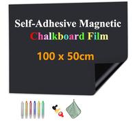 JOMUSAGA Pizarra Magnética de Tiza, 100 × 50 cm, Película Magnética Autoadhesiva para Pizarra Blanca, Pizarra Borrable. Adecuada para Escuela, Oficina y Hogar. Incluye Tizas Sin Polvo, Imanes y Paño