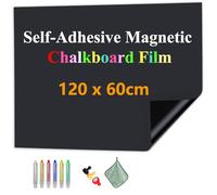 JOMUSAGA Pizarra Magnética de Tiza, 120 × 60 cm, Película Magnética Autoadhesiva para Pizarra Blanca, Pizarra Borrable. Adecuada para Escuela, Oficina y Hogar. Incluye Tizas Sin Polvo, Imanes y Paño