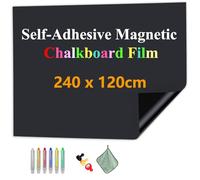 JOMUSAGA Pizarra Magnética de Tiza, 240 × 120 cm, Película Magnética Autoadhesiva para Pizarra Blanca, Pizarra Borrable. Adecuada para Escuela, Oficina y Hogar. Incluye Tizas Sin Polvo, Imanes y Paño