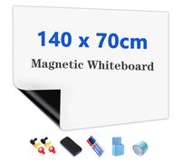 JOMUSAGA Rollo de Pizarra Blanca Magnética, 140 x 70 cm, Papel Pizarra Adhesiva para Pared, Whiteboard adecuado para Escuela, Familia y Oficina, con Rotuladores, Borrador e Imanes