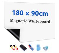 JOMUSAGA Rollo de Pizarra Blanca Magnética, 180 x 90 cm, Papel Pizarra Adhesiva para Pared, Whiteboard adecuado para Escuela, Familia y Oficina, con Rotuladores, Borrador e Imanes