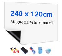 JOMUSAGA Rollo de Pizarra Blanca Magnética, 240 x 120 cm, Papel Pizarra Adhesiva para Pared, Whiteboard adecuado para Escuela, Familia y Oficina, con Rotuladores, Borrador e Imanes