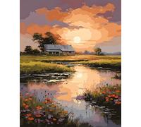 Jomzuci Pintura por números Paisaje Adulto, Paint by Numbers Adult con Pinceles Lienzo Pigmento acrílico DIY Pintado a Mano Pintura al óleo como regalo 40 x 50 cm (sin marco)