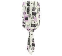 Jon Klassen Style Robots - Cepillo de pelo morado para masajeador de cabeza gruesa para cabello grueso con mango ergonómico para peinar