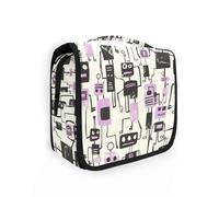 Jon Klassen Style Robots Design Purplravel - Neceser con gancho para colgar, vertical, independiente