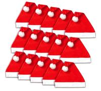 Jonami 15 Gorros de Papa Noel, Gorro de Navidad y Sombreros de Santa Claus Tradicionales Rojos y Blanco. Accesorios Navideño para Regalos de Festividad