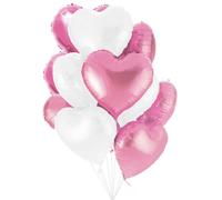 Jonami 25 Globos Corazón Rosa Blanco Helio o Aire Decoración Romantica para el Día de San Valentín Bodas Nupcial Aniversario y Compromiso