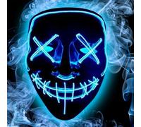Jonami Mascara LED Halloween, Máscara la Purga LED, Máscara Facial Adulto, 3 Modos de Iluminación, Máscara de Terror para Fiesta de Disfraces Carnaval - Azul