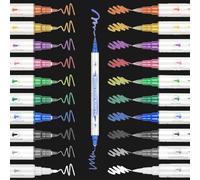 Jonami Rotuladores Metálicos, Bolígrafos Metálicos de Doble Punta para Álbum de Fotos DIY, Marcador para Decorar Piedra, Vidrio, Madera, Papel Negro - 10 Colores