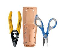 Jonard Tools TK-355 3 Agujeros Fibra Stripper & Kevlar Tijeras Kit de tijera, bolsa de cuero