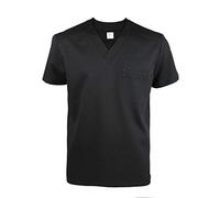 JONATHAN UNIFORM Casaca Sanitaria Hombre Medico V Cuello Manga Corta, Ropa de Trabajo para Hombre Pijama Sanitario Enfermera Dentista (Negro, S)